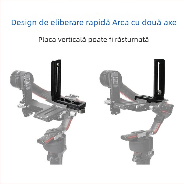Placă de eliberare rapidă în formă de L pentru RS3/RS4, fotografiere verticală, aliaj de aluminiu, sarcină maximă sub 2 kg, greutate 67 g