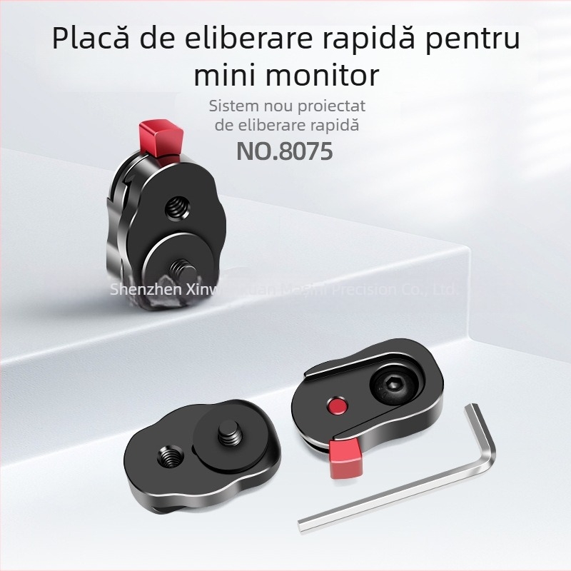 Placă cu eliberare rapidă pentru monitor mic, accesoriu pentru extindere braț magic, modelul 8075, aliaj de aluminiu, sarcină maximă 6–10 kg, greutate 48 g