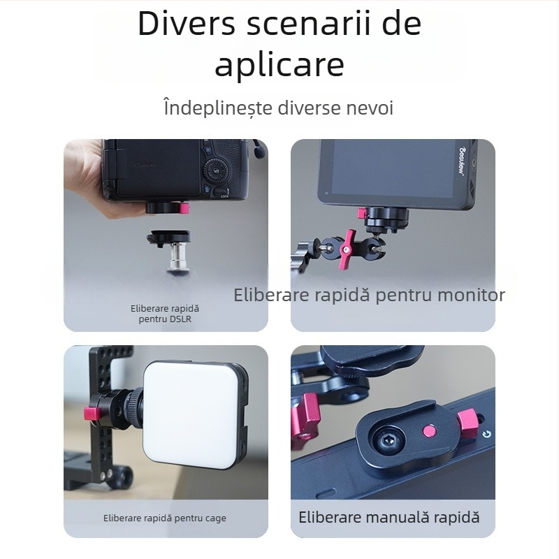 Placă cu eliberare rapidă pentru monitor mic, accesoriu pentru extindere braț magic, modelul 8075, aliaj de aluminiu, sarcină maximă 6–10 kg, greutate 48 g