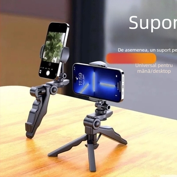 Suport portabil pentru telefon cu trepied de birou telescopic și mâner de prindere pentru selfie