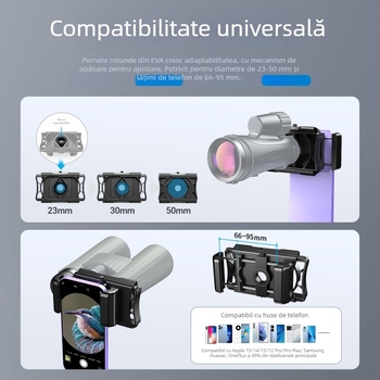 Clip microscop pentru telefon APL-F002X; Material ABS + aliaj de aluminiu; Capacitate de încărcare până la 2 kg; Compatibil cu majoritatea telefoanelor