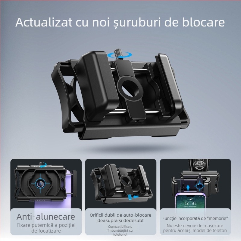 Clip microscop pentru telefon APL-F002X; Material ABS + aliaj de aluminiu; Capacitate de încărcare până la 2 kg; Compatibil cu majoritatea telefoanelor