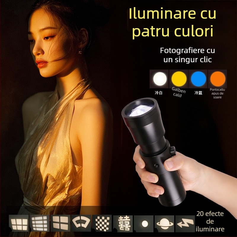 Lumină de studio - lampă de imaging cu patru culori, corp din aliaj de aluminiu, sarcină maximă 2 kg, greutate 700 g