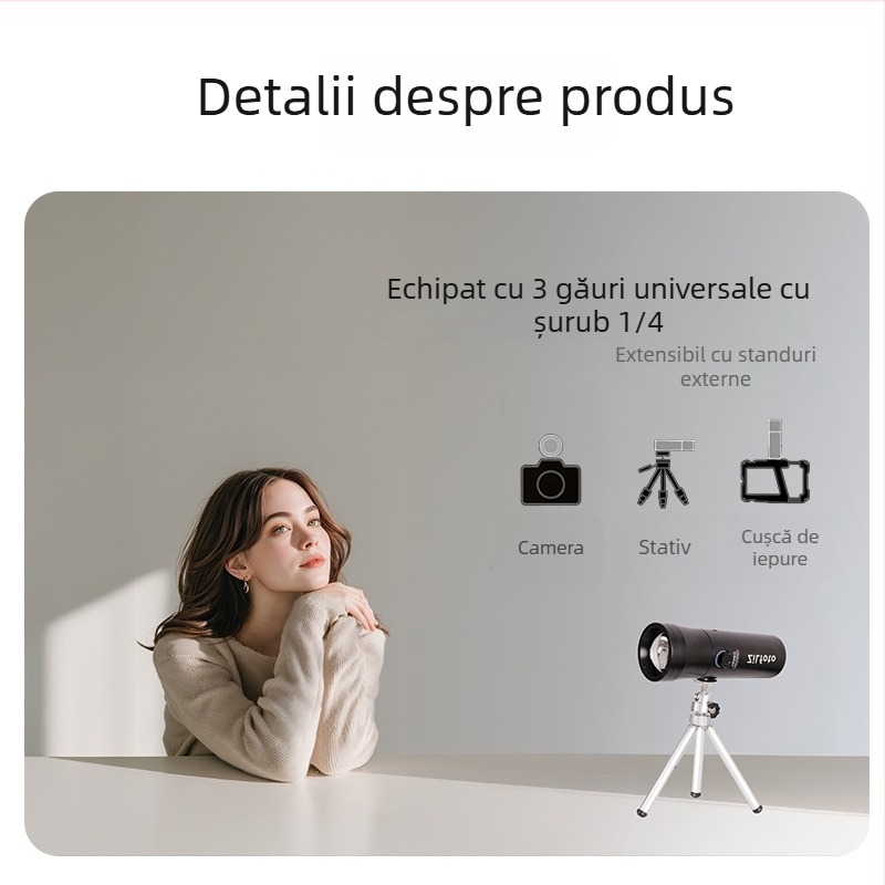 Lumină de studio - lampă de imaging cu patru culori, corp din aliaj de aluminiu, sarcină maximă 2 kg, greutate 700 g