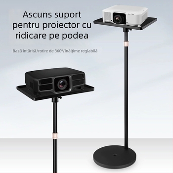 Suport universal pentru proiector din metal, cu disc rotund și cap gimbal, reglabil telescopic, fără găuri (Model M021)