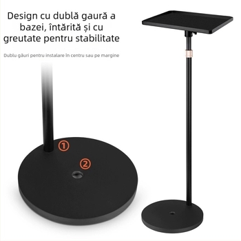 Suport universal pentru proiector din metal, cu disc rotund și cap gimbal, reglabil telescopic, fără găuri (Model M021)