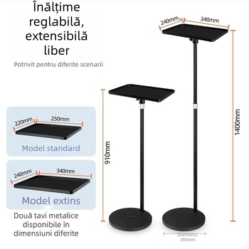 Suport universal pentru proiector din metal, cu disc rotund și cap gimbal, reglabil telescopic, fără găuri (Model M021)