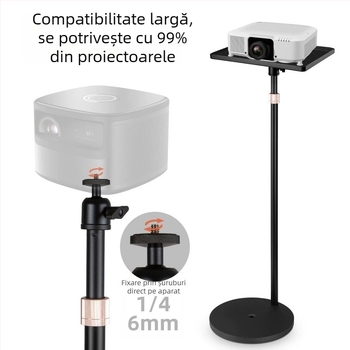 Suport universal pentru proiector din metal, cu disc rotund și cap gimbal, reglabil telescopic, fără găuri (Model M021)