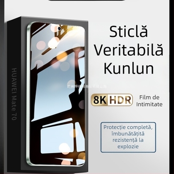 Huawei Mate70 Protecție ecran din sticlă securizată cu intimitate – față și spate, HD anti-spionaj, anti-lumină albastră