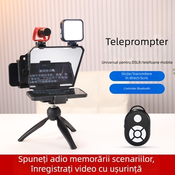 Teleprompter pentru cameră — portabil, pentru interviuri și filmări în teren, aliaj de aluminiu