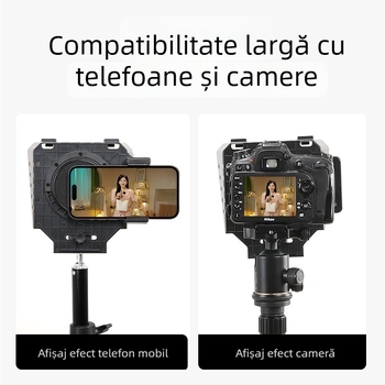 Teleprompter pentru cameră — portabil, pentru interviuri și filmări în teren, aliaj de aluminiu