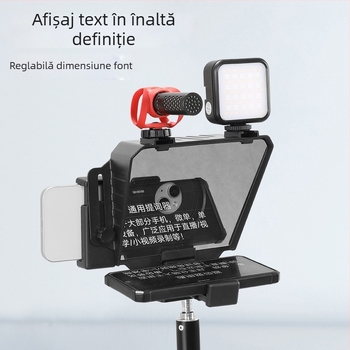 Teleprompter pentru cameră — portabil, pentru interviuri și filmări în teren, aliaj de aluminiu