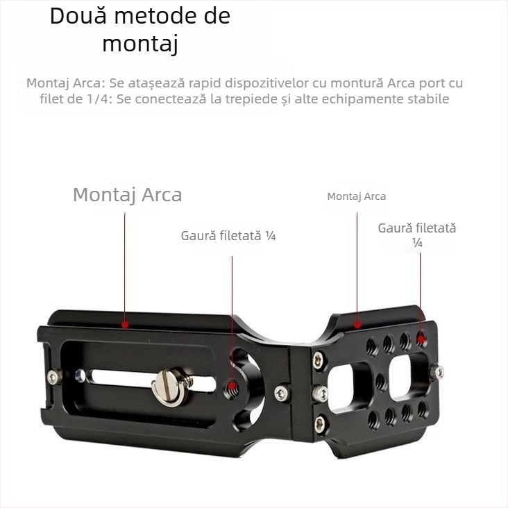 Placă L-verticală cu eliberare rapidă pentru DJI Ronin RSC2/RS2 și Zhiyun Weebill – aliaj de aluminiu, 200 g, sarcină 6–10 kg