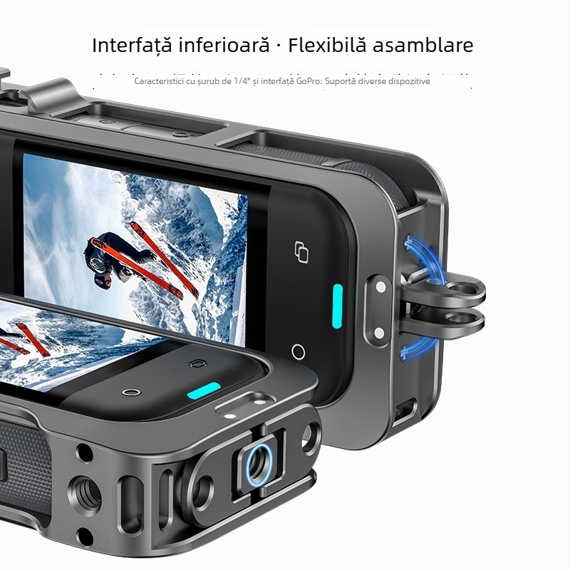 Flymile X5001 Clește adaptor fix pentru Insta360 X5, cadru metalic, suport de extindere Rabbit Cage