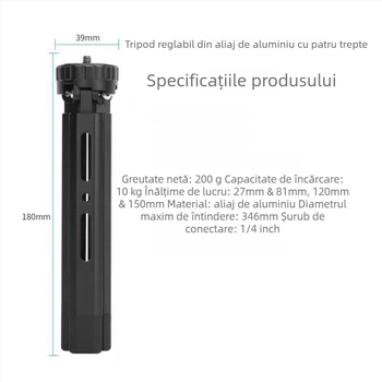 Trepied stabilizator pentru proiector din aliaj de aluminiu, universal, anti vibrații, reglaj în patru niveluri