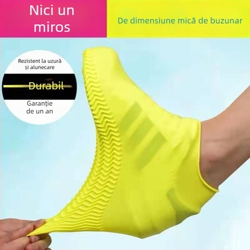 Acoperitoare de pantofi din silicon impermeabile, îngroșate, antiderapante, rezistente la abraziune, lavabile, versiune îmbunătățită; brand BH, cu logo imprimat, personalizabile, stil simplu