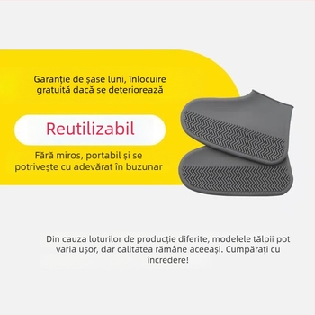 Acoperitoare de pantofi din silicon impermeabile, îngroșate, antiderapante, rezistente la abraziune, lavabile, versiune îmbunătățită; brand BH, cu logo imprimat, personalizabile, stil simplu