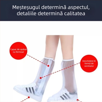 Capace impermeabile pentru pantofi, antiderapante, cu tub înalt îmbunătățit și talpă groasă, pentru ciclism în aer liber, portabile, PVC