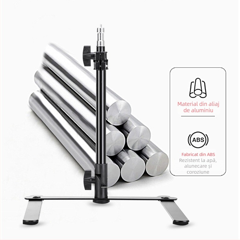 Stativ pentru telefon pentru live streaming cu iluminare, din aliaj de aluminiu, reglabil de sus, bază pliabilă, sarcină maximă 2-5 kg