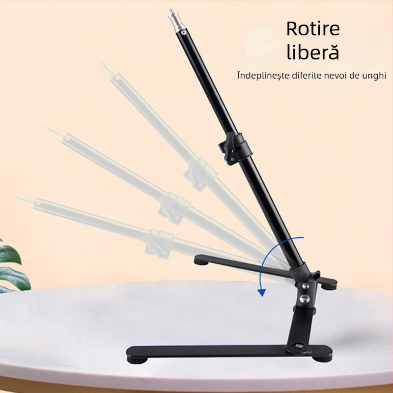 Stativ pentru telefon pentru live streaming cu iluminare, din aliaj de aluminiu, reglabil de sus, bază pliabilă, sarcină maximă 2-5 kg