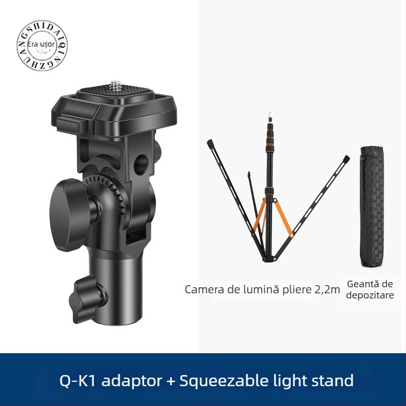 Cap de trepied cu adaptor gimball Q-K1 — eliberare rapidă, ABS, capacitate 3 kg, dimensiuni 123×70×48 mm