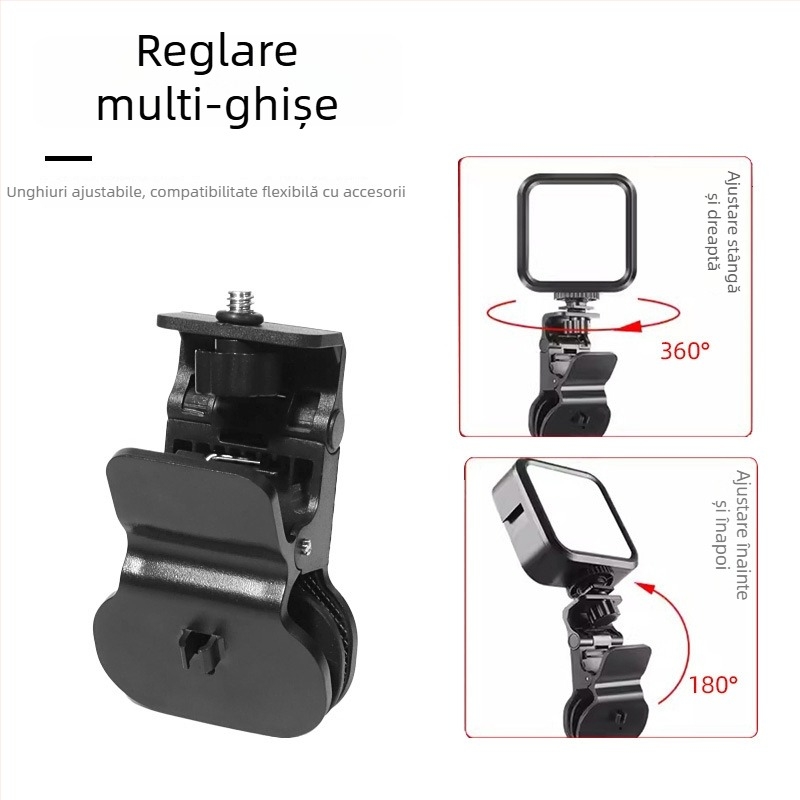 Cleme universale puternice pentru streaming live, cu iluminare de completare și cap pan-tilt; suportă până la 2 kg