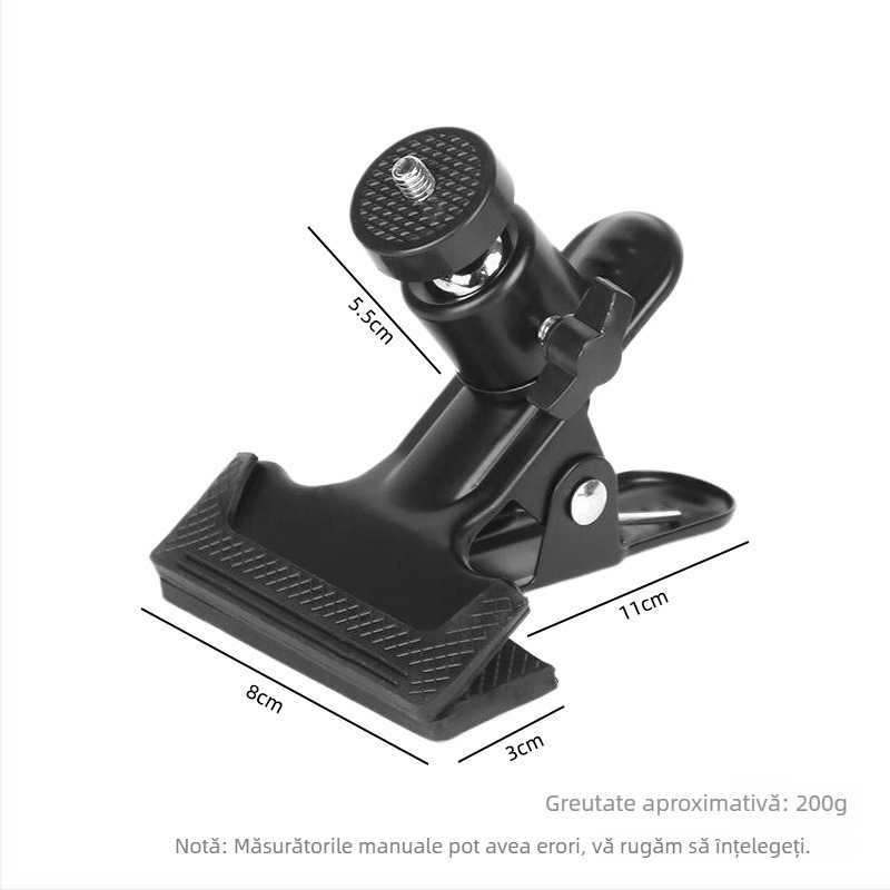 Cleme universale puternice pentru streaming live, cu iluminare de completare și cap pan-tilt; suportă până la 2 kg