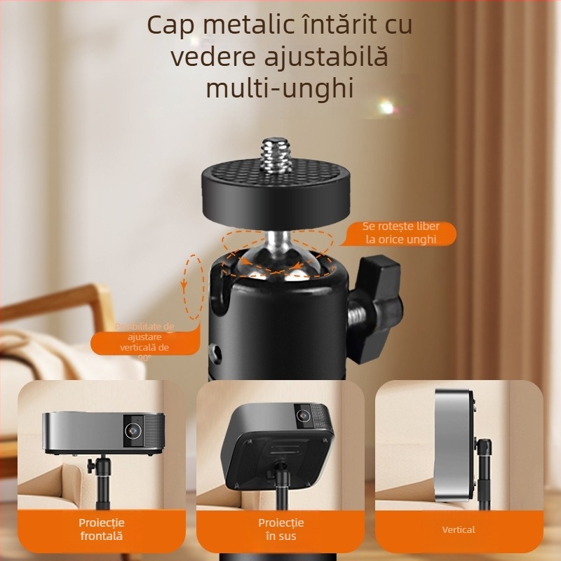Suport metalic pentru proiector cu tavă și cap pan-tilt, multifuncțional, retractabil și reglabil, portabil