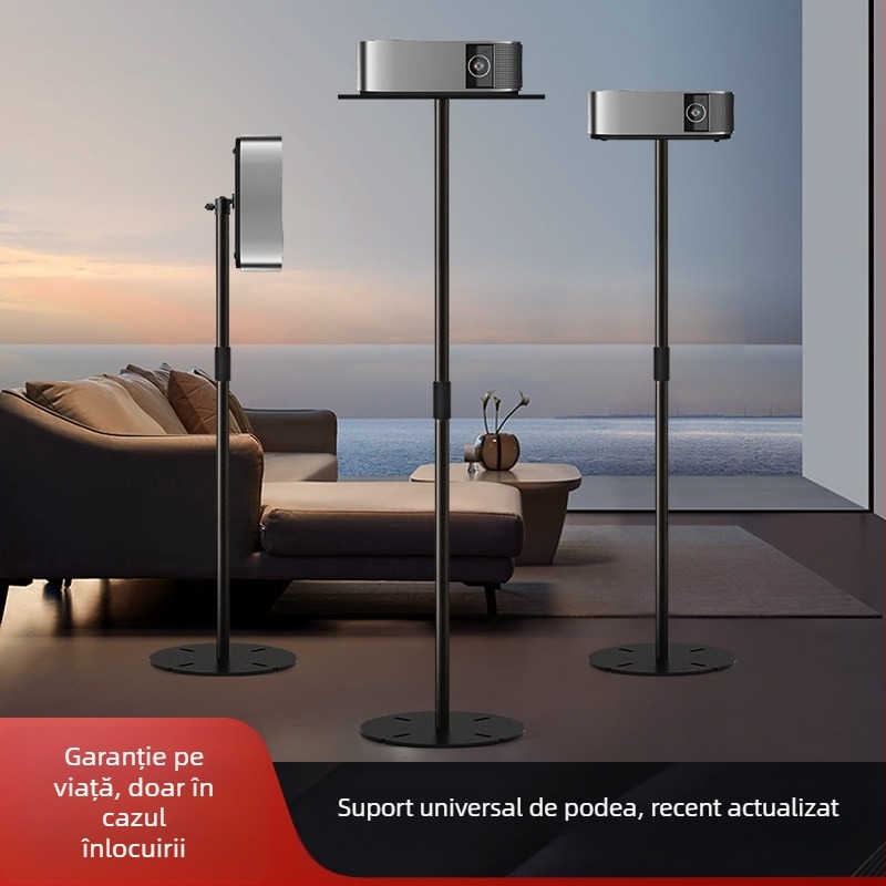 Suport metalic pentru proiector cu tavă și cap pan-tilt, multifuncțional, retractabil și reglabil, portabil