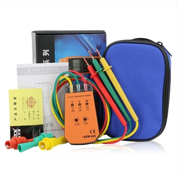 Fazometru AC trifazat și tester de secvență a fazelor VC850A/B/C/D, interval de măsură 220-600V, pentru testarea fazei motorului.