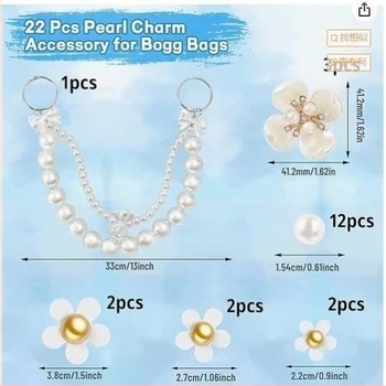 Accesorii pentru geantă cu element detașabil, detalii DIY cu perle și cataramă cu floare în patru foi — model 009; stil: accesorii pentru geantă; sezoane: primăvară, vară, toamnă, iarnă