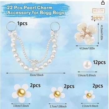 Accesorii pentru geantă cu element detașabil, detalii DIY cu perle și cataramă cu floare în patru foi — model 009; stil: accesorii pentru geantă; sezoane: primăvară, vară, toamnă, iarnă