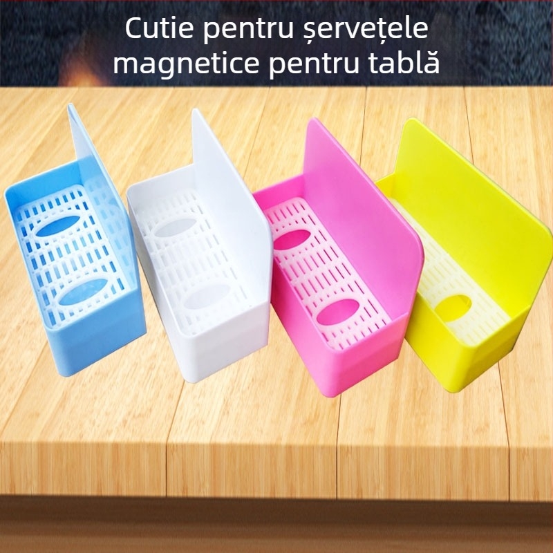 Cutie magnetică pentru curățarea radierii de tablă, de o singură parte, din plastic, cu spațiu de depozitare pentru accesorii
