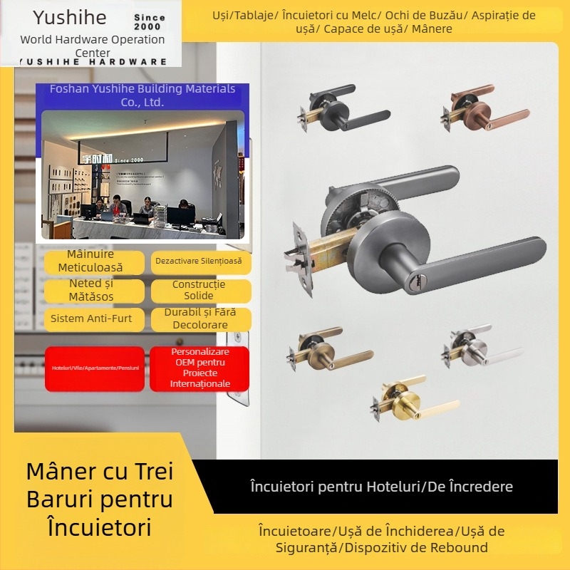 Încuietoare cu mâner din aliaj de zinc, model G003-405, stil lux ușor, pentru uși de curte.