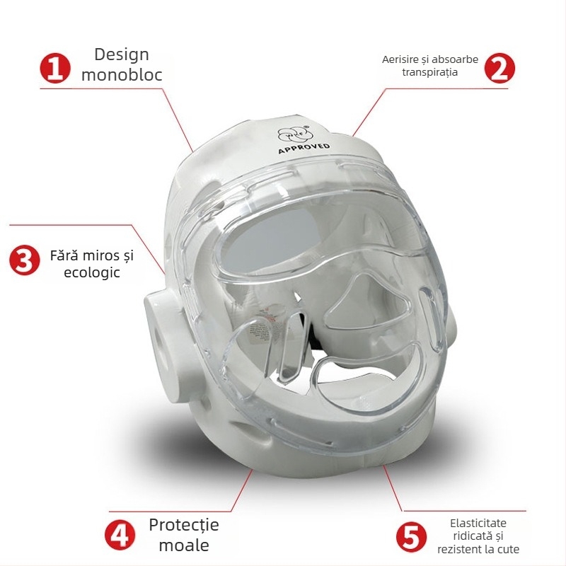 Cască Karate cu protecție facială pentru competiții și antrenamente — corp din fibră de poliester