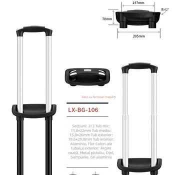 Longxin BG-106 Bară Telescopică pentru Bagaje - Material Fier, Suprafață Nubuk din Piele, Accesorii Bagaje