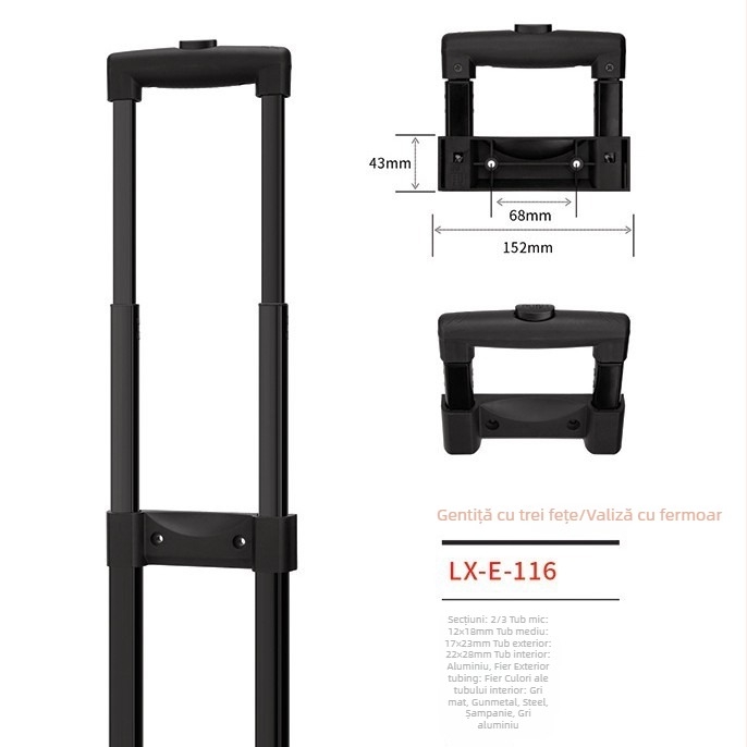 Accesorii pentru bagaje: mâner telescopic cu mai multe secțiuni și roți universale, construcție din fier, Loncin, nubuk piele, primăvara 2025
