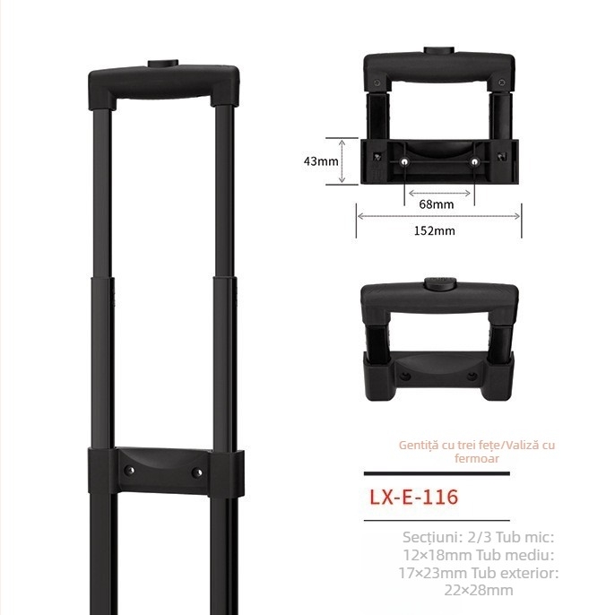 Accesorii pentru bagaje: mâner telescopic cu mai multe secțiuni și roți universale, construcție din fier, Loncin, nubuk piele, primăvara 2025