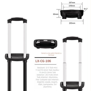 Troler pentru bagaje Longxin Bg-106 — construcție din fier, tijă telescopică reglabilă, caracteristici personalizabile