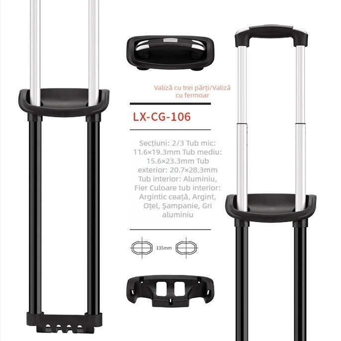 Troler pentru bagaje Longxin Bg-106 — construcție din fier, tijă telescopică reglabilă, caracteristici personalizabile