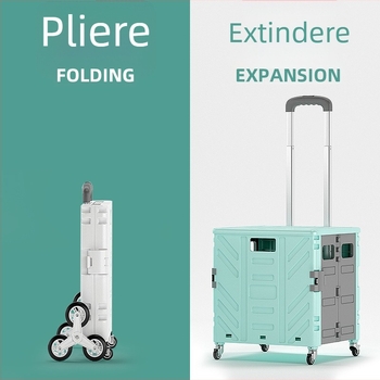 Căruță de cumpărături pliabilă, cu patru roți, din aliaj de aluminiu, capacitate de încărcare 60 kg, greutate 3,2 kg, fabricat în Zhejiang