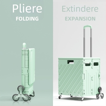 Căruță de cumpărături pliabilă, cu patru roți, din aliaj de aluminiu, capacitate de încărcare 60 kg, greutate 3,2 kg, fabricat în Zhejiang