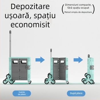 Căruță de cumpărături pliabilă, cu patru roți, din aliaj de aluminiu, capacitate de încărcare 60 kg, greutate 3,2 kg, fabricat în Zhejiang
