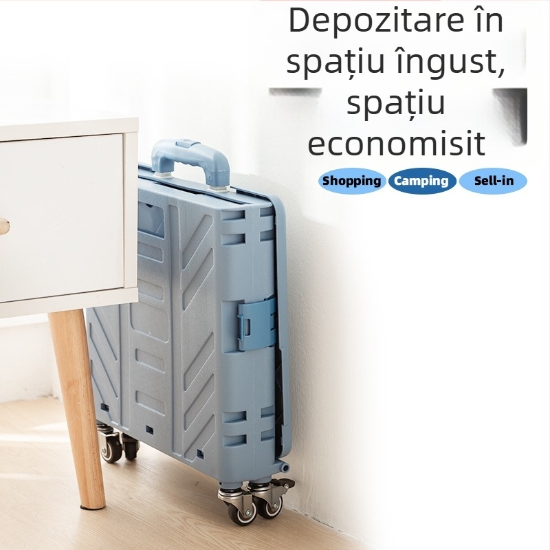 Căruță de cumpărături pliabilă, cu patru roți, din aliaj de aluminiu, capacitate de încărcare 60 kg, greutate 3,2 kg, fabricat în Zhejiang