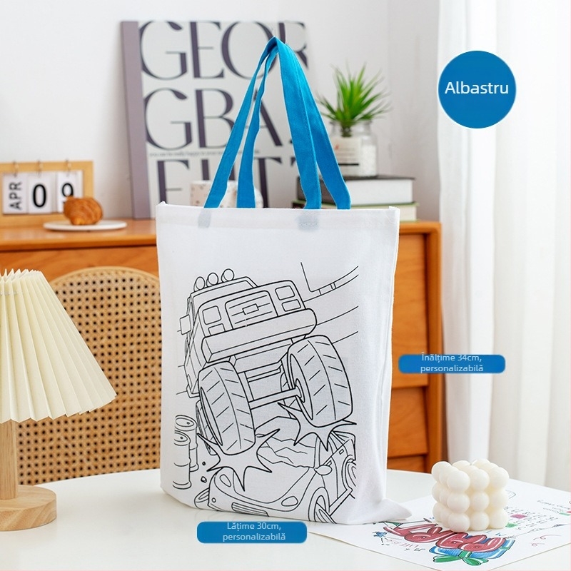 Geantă din pânză pentru pictură DIY cu logo personalizat; 8A 100% bumbac; imprimare UV digitală și serigrafie; în stoc și personalizabil