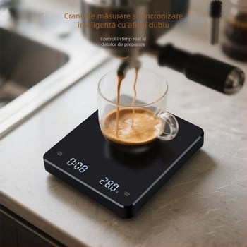 Cântar de cafea reîncărcabil, capacitate 3 kg, cronometru rapid, cântar digital inteligent pentru bucătărie, precizie 0,1 g