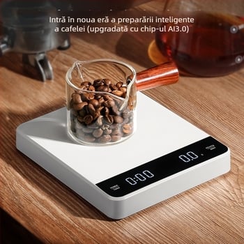 Cântar de cafea reîncărcabil, capacitate 3 kg, cronometru rapid, cântar digital inteligent pentru bucătărie, precizie 0,1 g