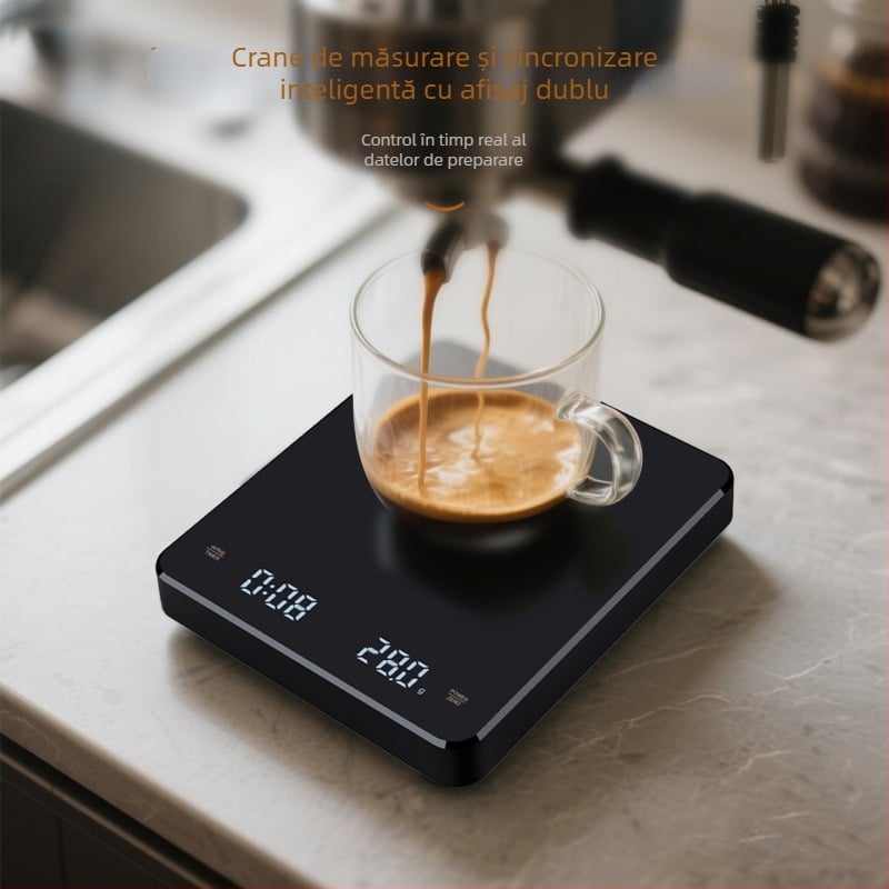 Cântar de cafea reîncărcabil, capacitate 3 kg, cronometru rapid, cântar digital inteligent pentru bucătărie, precizie 0,1 g