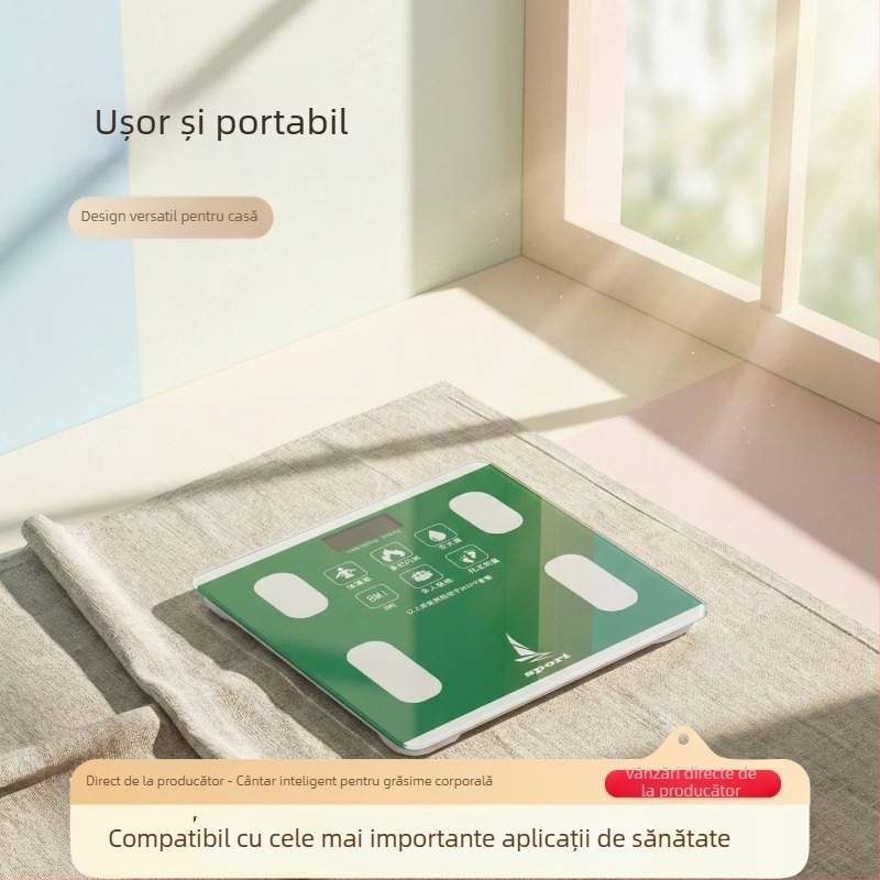 Cântar corporal pentru uz casnic, înaltă precizie, cu baterie reîncărcabilă, Bluetooth, afișaj LCD, măsurare a grăsimii corporale și a apei, cântar electronic