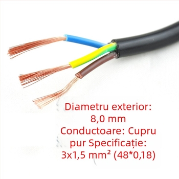 Cablu de alimentare pentru oală de gătit orez, 3×1,5 mm² cu cupru pur, priză cu trei pini Hong Kong, standard englezesc